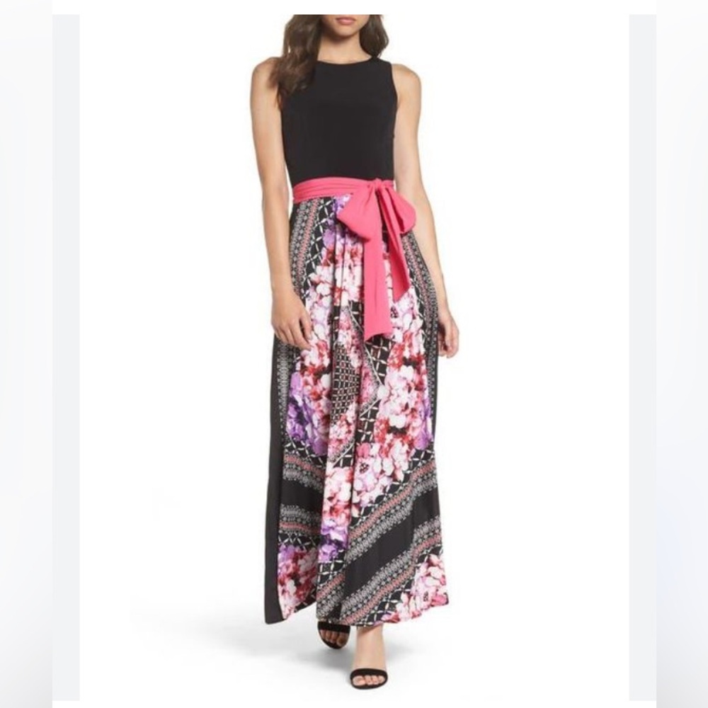 Eliza J Women's dress- Black and Pink Floral - Picture 4 of 11